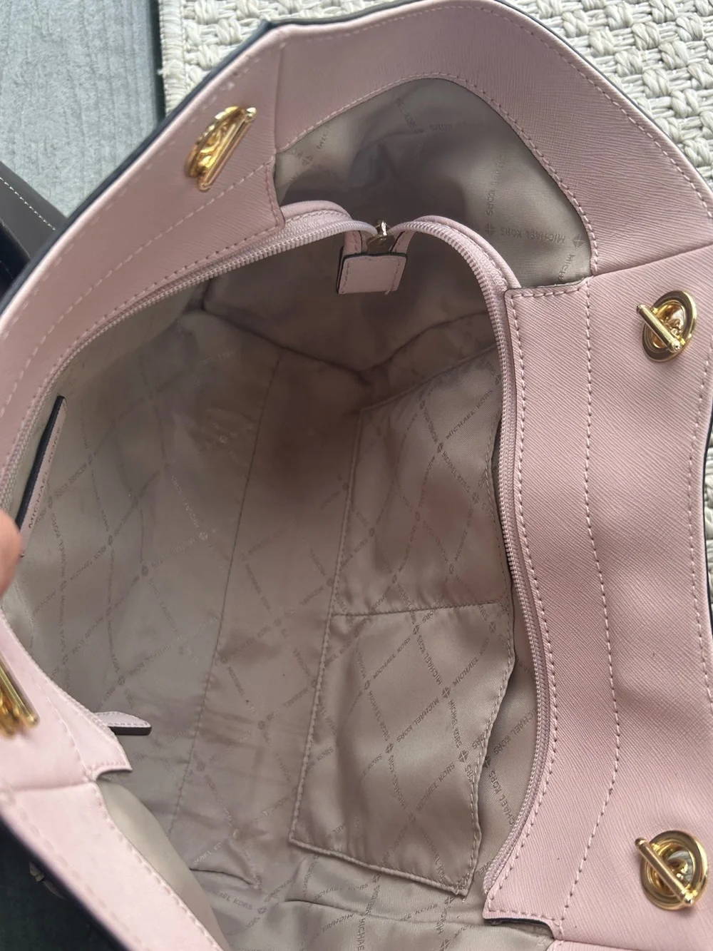 Michael Kors Pink Saffiano Leather Tote Bag large structured shoulder bag